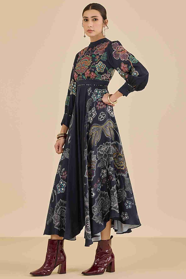 Black Modal Satin Maxi Vacation Dress by Ritu Kumar at Pernia's Pop Up Shop