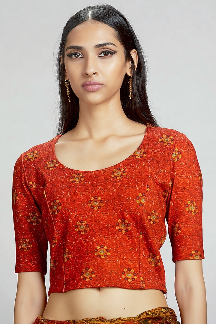 Orange Printed Blouse by Ritu Kumar at Pernia's Pop Up Shop