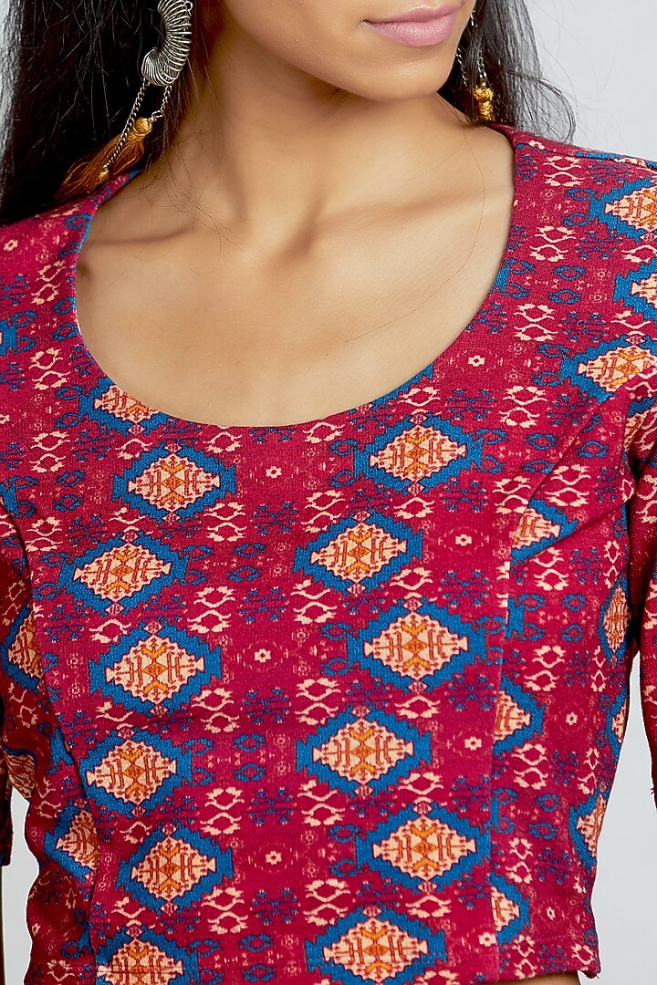 Pink Geometric Printed Blouse by Ritu Kumar at Pernia's Pop Up Shop