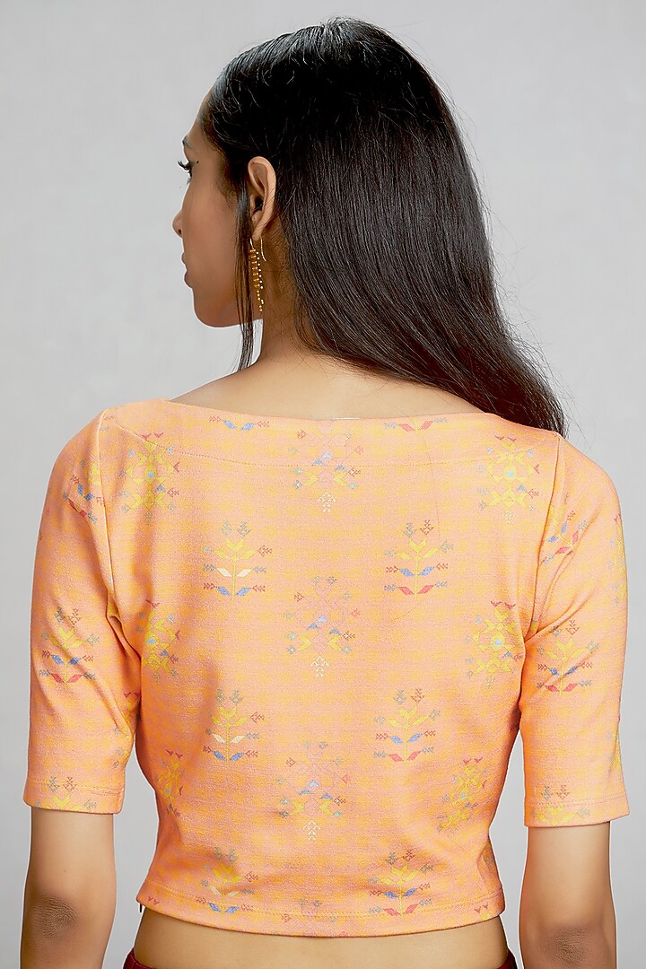 Peach Floral Printed Blouse by Ritu Kumar at Pernia's Pop Up Shop