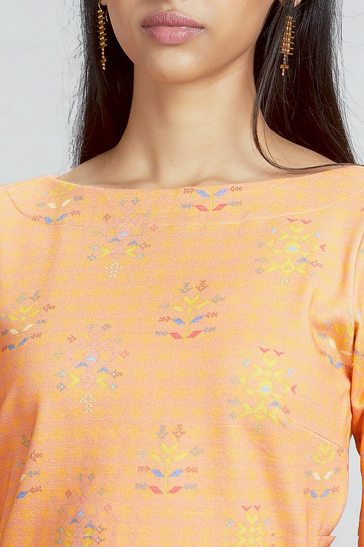 Peach Floral Printed Blouse by Ritu Kumar at Pernia's Pop Up Shop