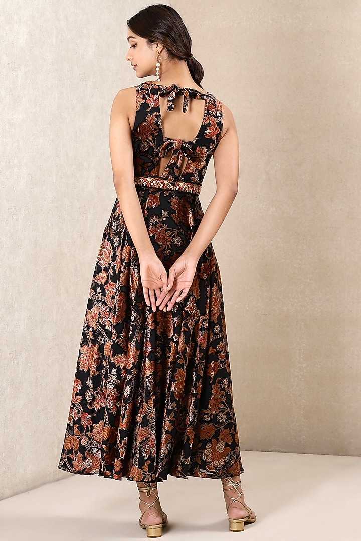 Black Embroidered Maxi Dress by Ritu Kumar at Pernia's Pop Up Shop 2026