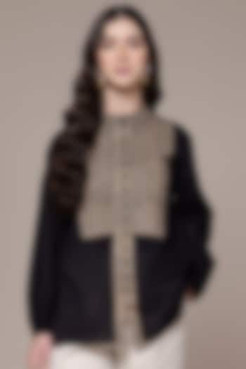 Black Cotton Slub Top by Ritu Kumar at Pernia's Pop Up Shop