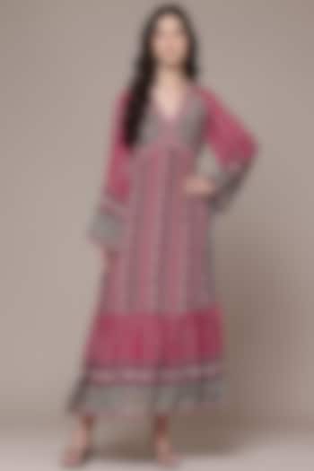 Red Cario Viscose Crepe Maxi Vacation Dress by Ritu Kumar at Pernia's Pop Up Shop