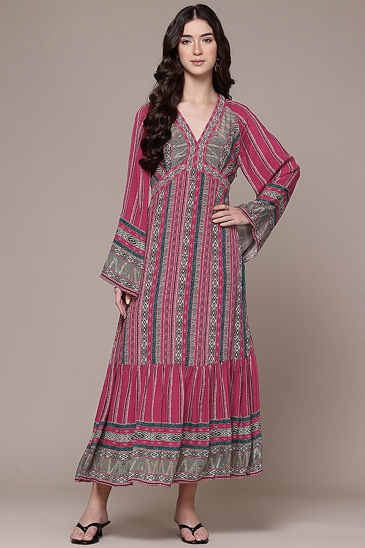 Red Cario Viscose Crepe Maxi Vacation Dress by Ritu Kumar at Pernia's Pop Up Shop