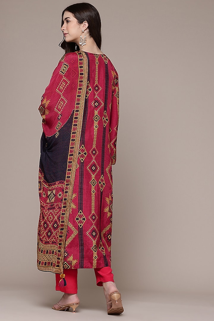 Red Viscose Dupion Tribal Printed Kurta Set by Ritu Kumar at Pernia's Pop Up Shop