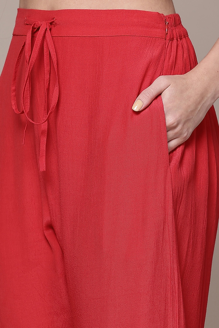 Red Viscose Dupion Tribal Printed Kurta Set by Ritu Kumar at Pernia's Pop Up Shop