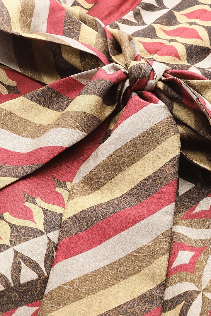 Maroon Cotton Flared Tribe Printed Vacation Dress by Ritu Kumar at Pernia's Pop Up Shop