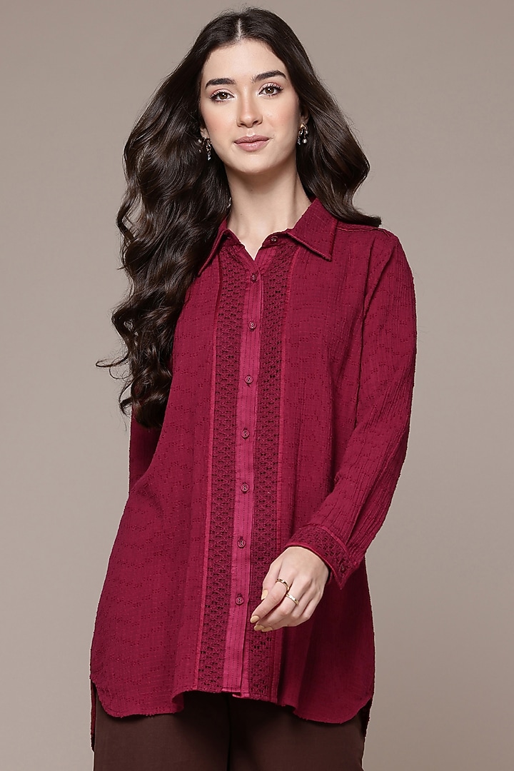 Magenta Cotton Shirt by Ritu Kumar at Pernia's Pop Up Shop