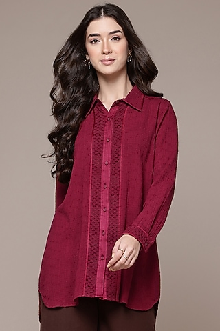 Magenta Cotton Shirt by Ritu Kumar