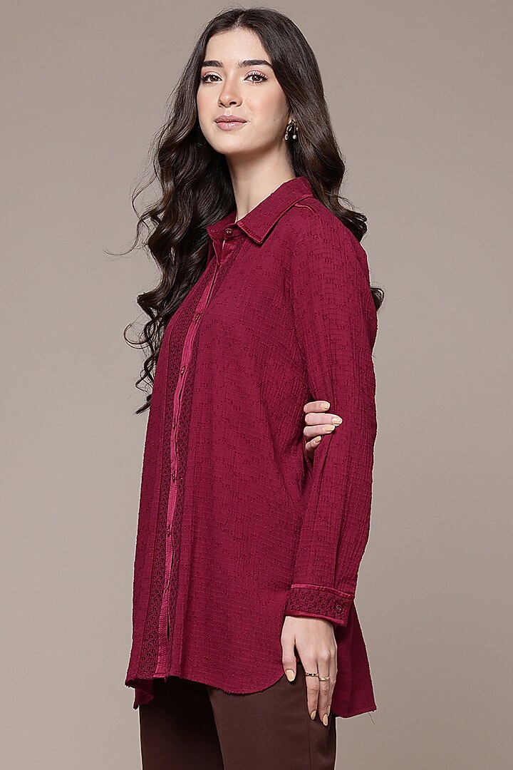 Magenta Cotton Shirt by Ritu Kumar at Pernia's Pop Up Shop