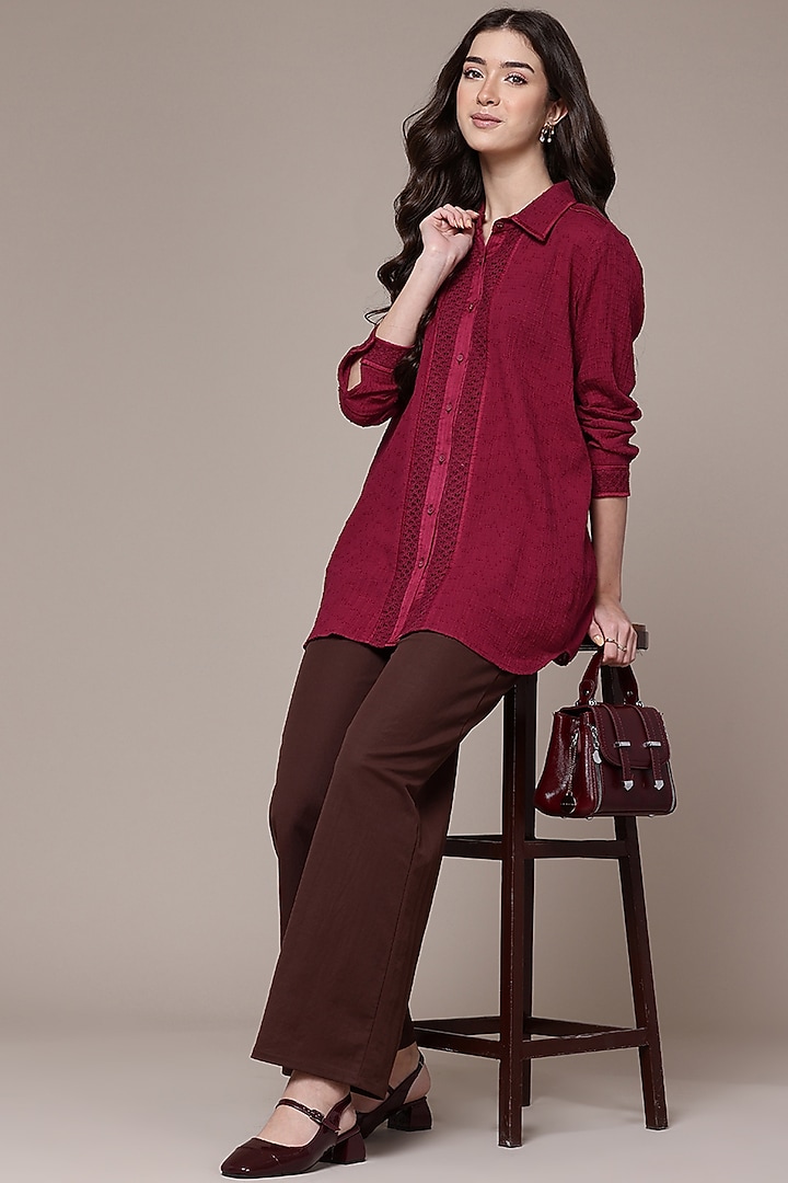 Magenta Cotton Shirt by Ritu Kumar at Pernia's Pop Up Shop