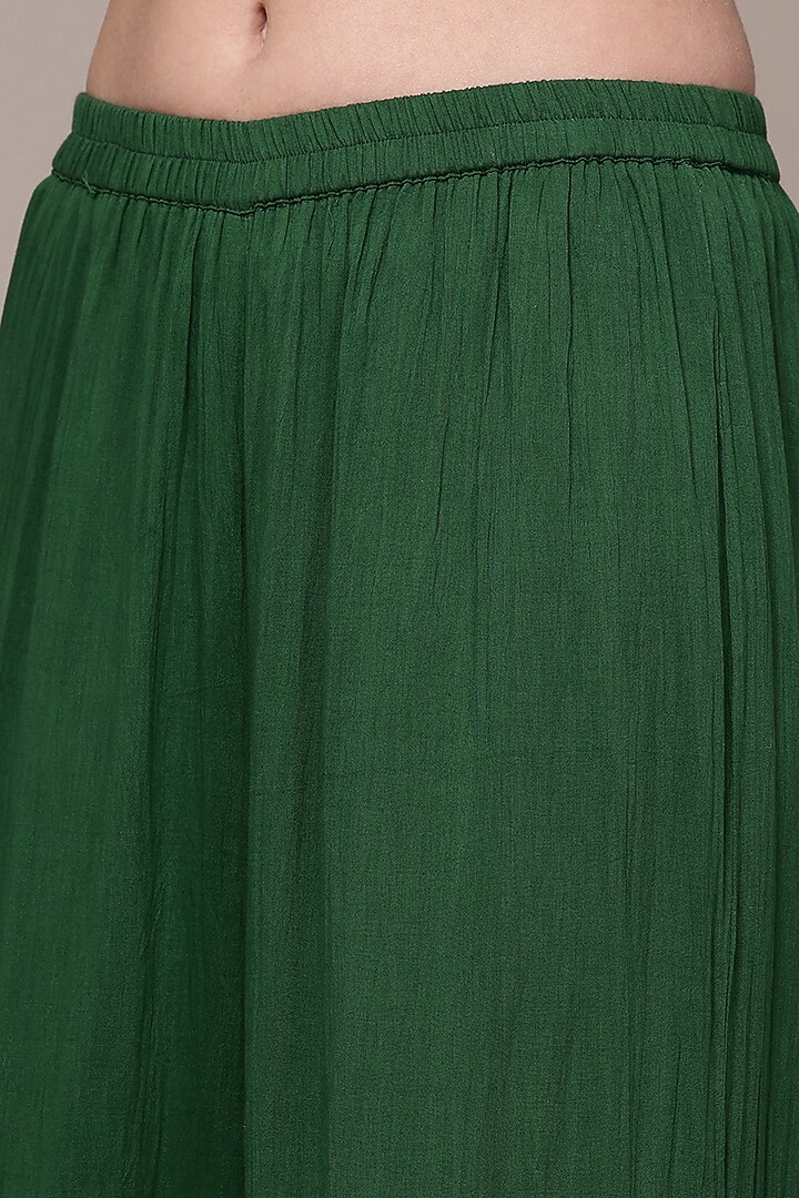 Green Cotton & Silk Party Wear Sharara Set by Ritu Kumar at Pernia's Pop Up Shop