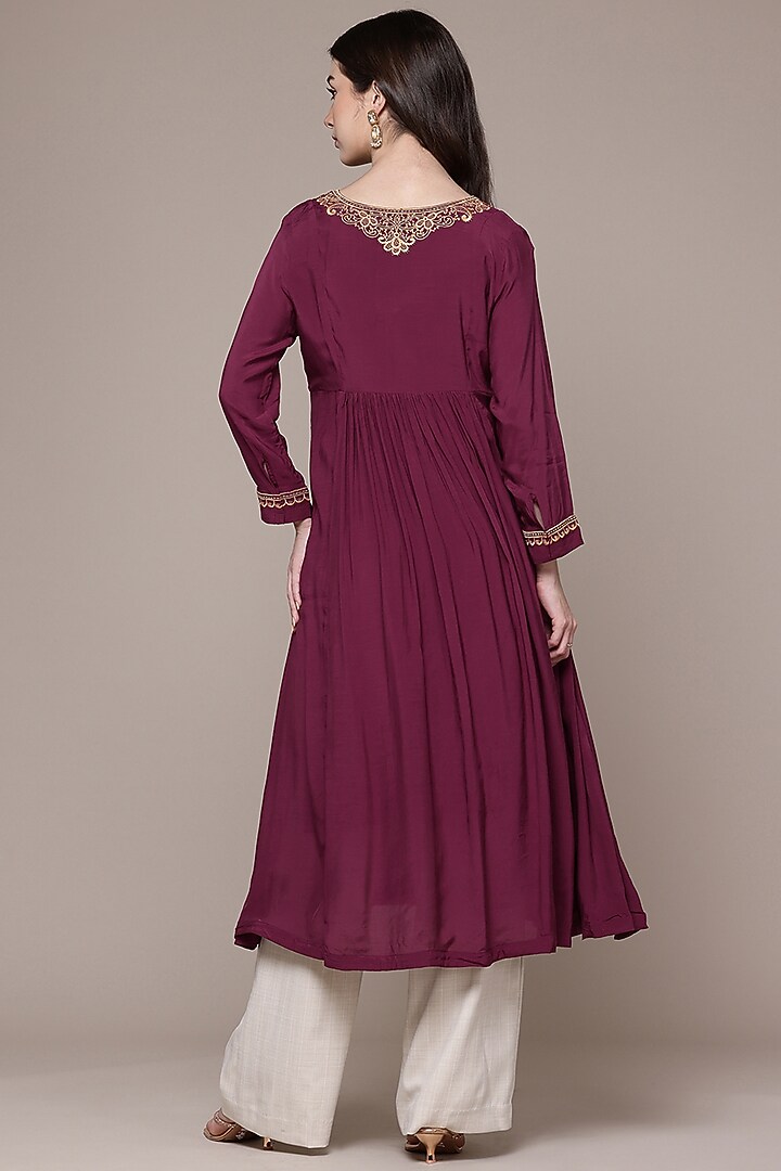Wine Viscose A-Line Kurta by Ritu Kumar at Pernia's Pop Up Shop