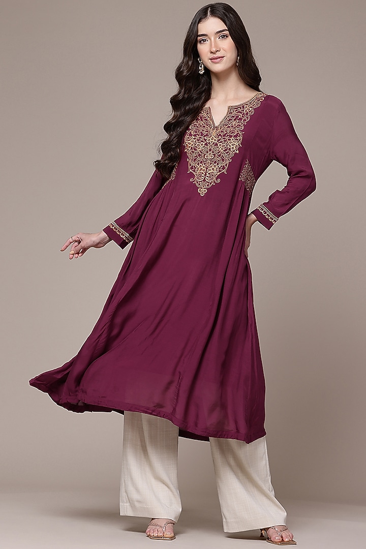 Wine Viscose A-Line Kurta by Ritu Kumar at Pernia's Pop Up Shop