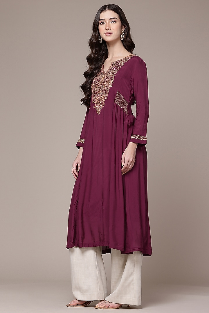 Wine Viscose A-Line Kurta by Ritu Kumar at Pernia's Pop Up Shop