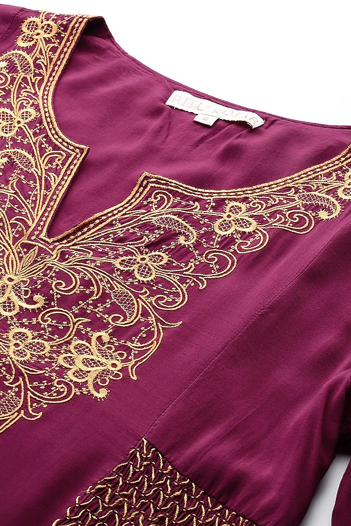 Wine Viscose A-Line Kurta by Ritu Kumar at Pernia's Pop Up Shop