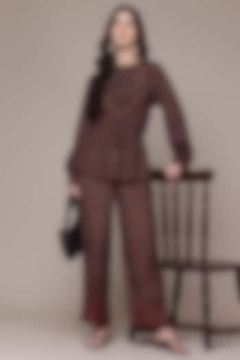 Black Viscose Geometric Printed Kurta Set by Ritu Kumar at Pernia's Pop Up Shop