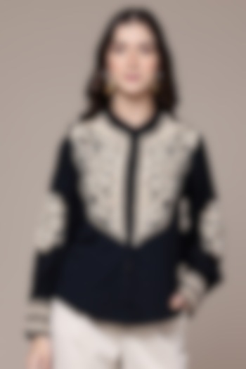 Black Viscose Top by Ritu Kumar at Pernia's Pop Up Shop