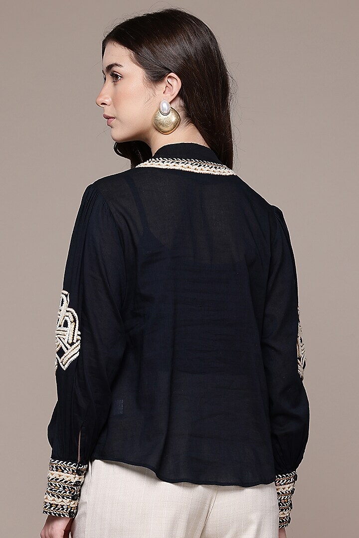 Black Viscose Top by Ritu Kumar at Pernia's Pop Up Shop