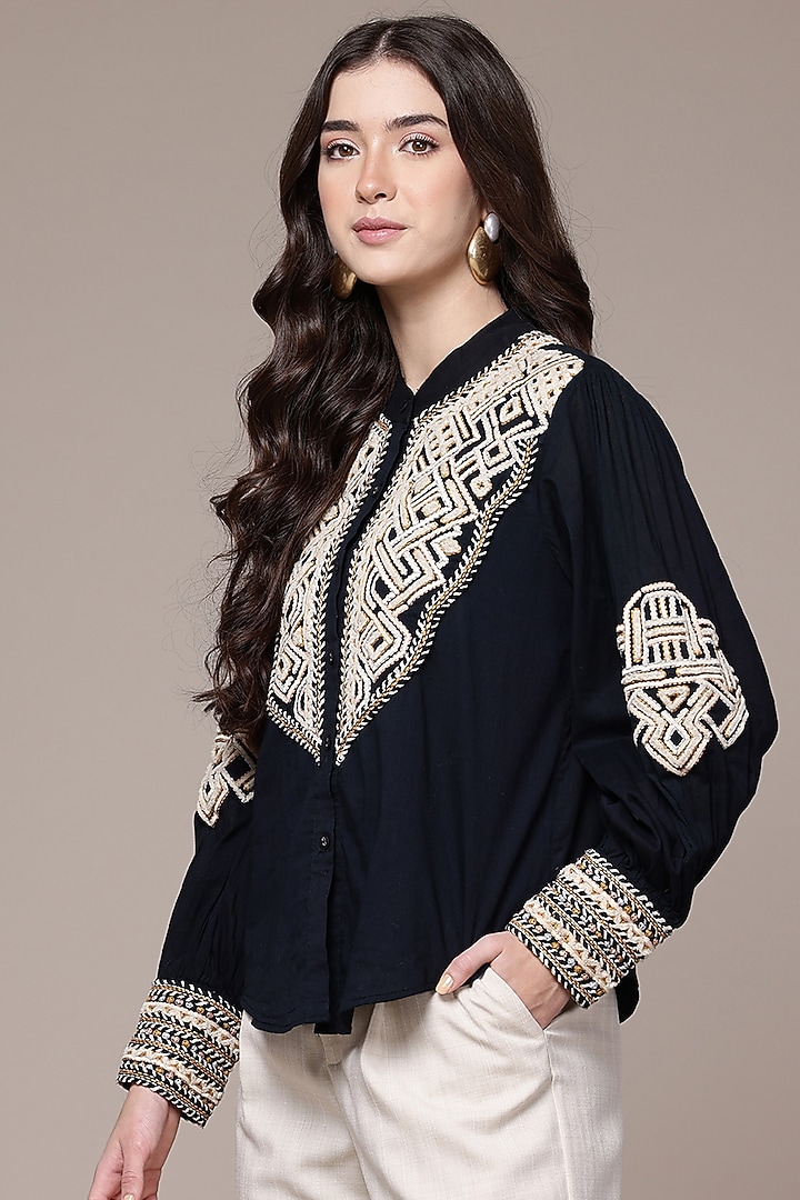 Black Viscose Top by Ritu Kumar at Pernia's Pop Up Shop