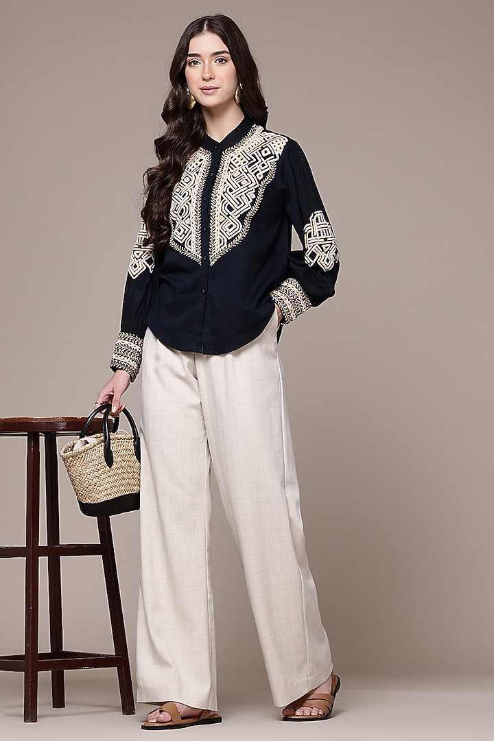 Black Viscose Top by Ritu Kumar at Pernia's Pop Up Shop