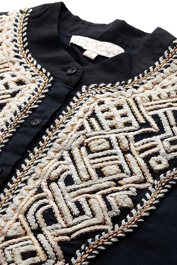 Black Viscose Top by Ritu Kumar at Pernia's Pop Up Shop