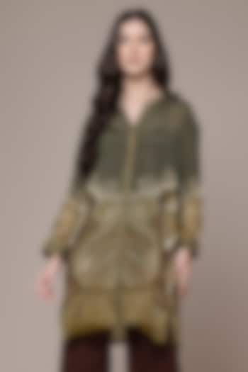 Olive Green Viscose Shirt With Camisole by Ritu Kumar at Pernia's Pop Up Shop