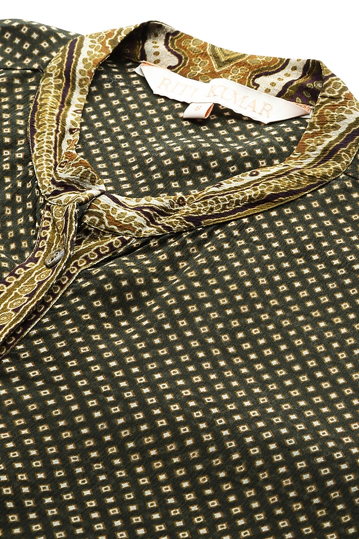 Olive Green Viscose Shirt With Camisole by Ritu Kumar at Pernia's Pop Up Shop