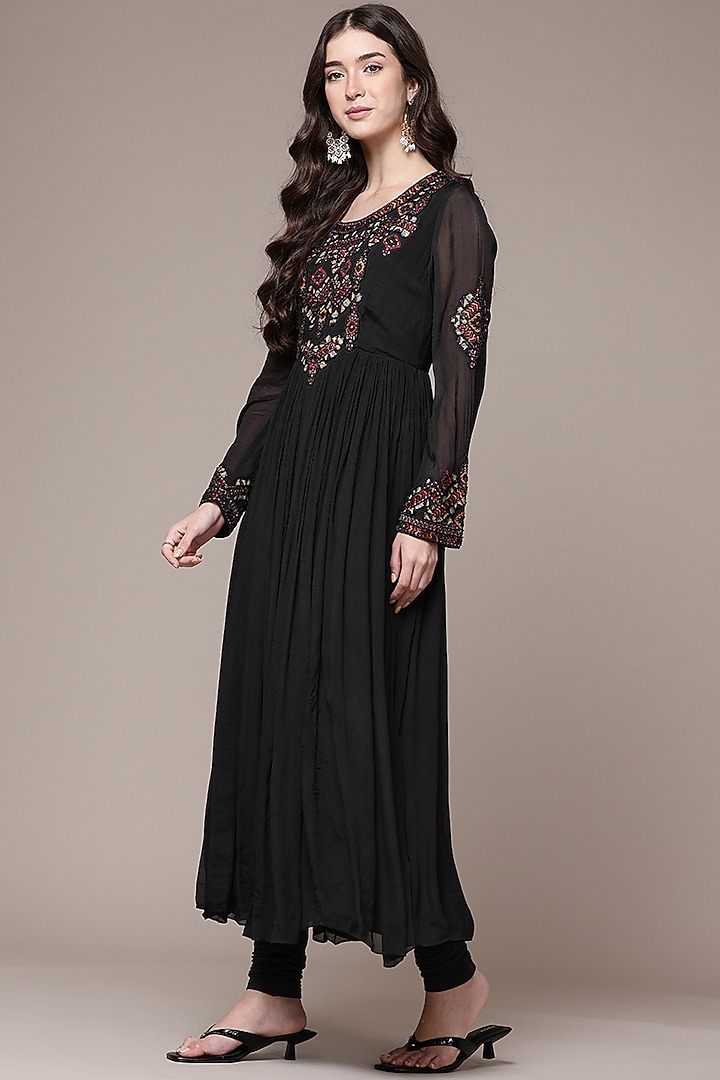 Black Viscose Kurta Set by Ritu Kumar at Pernia's Pop Up Shop