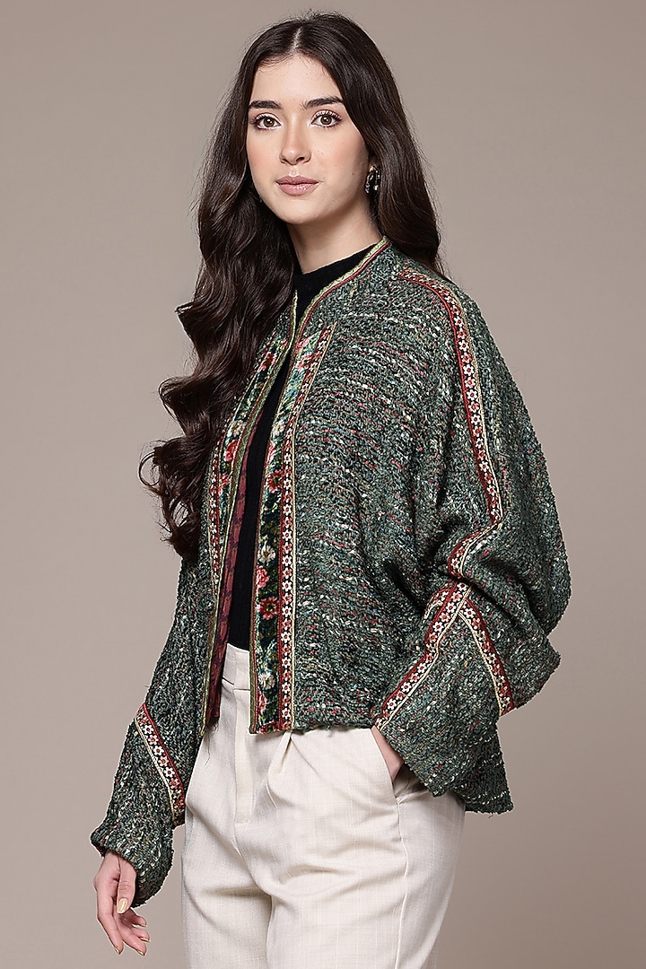 Teal Viscose Jacket by Ritu Kumar at Pernia's Pop Up Shop
