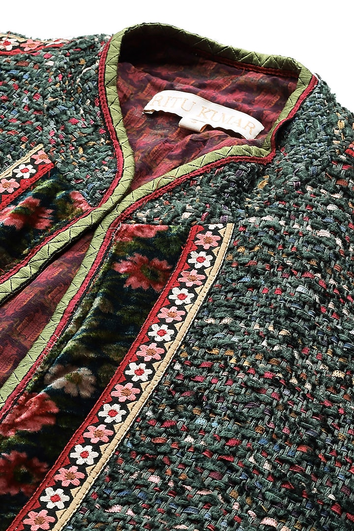 Teal Viscose Jacket by Ritu Kumar at Pernia's Pop Up Shop
