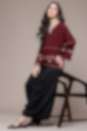 Black Viscose Palazzo Pants by Ritu Kumar at Pernia's Pop Up Shop