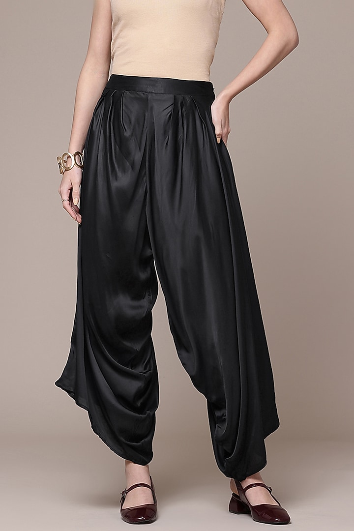 Black Viscose Palazzo Pants by Ritu Kumar at Pernia's Pop Up Shop