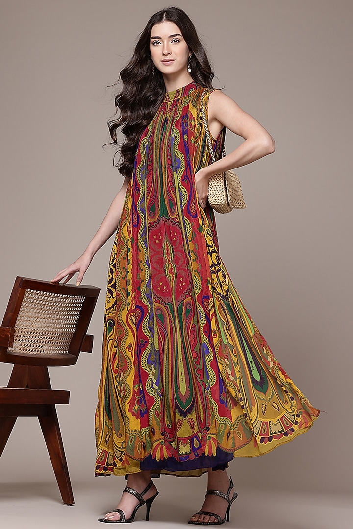 Multi-Colored Viscose A-Line Maxi Summer Dress by Ritu Kumar at Pernia's Pop Up Shop