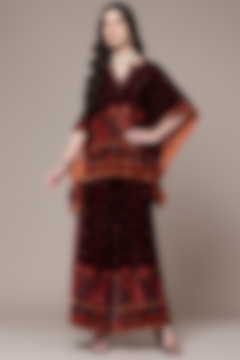 Wine Viscose Floral Printed Kurta Set by Ritu Kumar at Pernia's Pop Up Shop