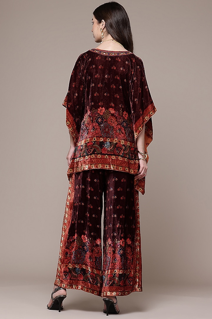 Wine Viscose Floral Printed Kurta Set by Ritu Kumar at Pernia's Pop Up Shop