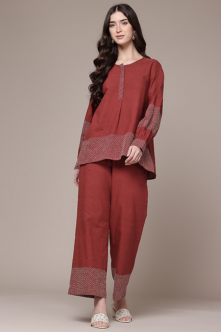 Red Cotton Kurta Set by Ritu Kumar at Pernia's Pop Up Shop