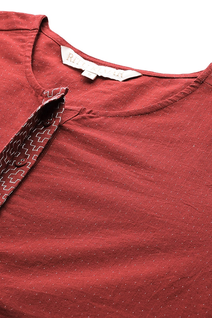 Red Cotton Kurta Set by Ritu Kumar at Pernia's Pop Up Shop