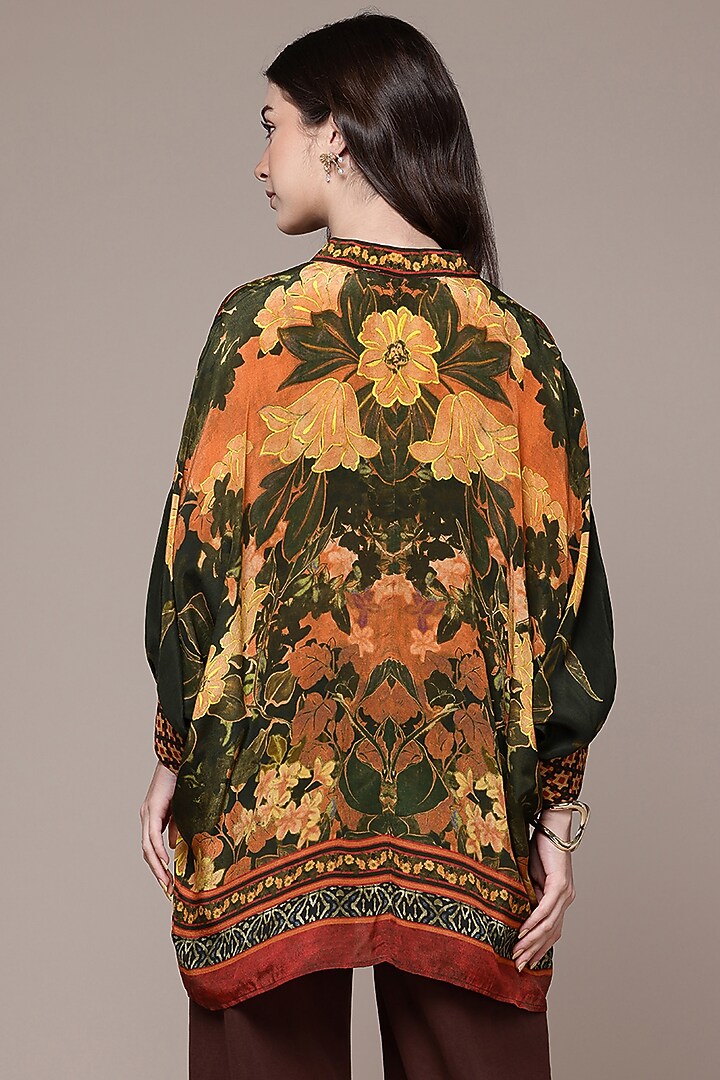 Black Viscose Floral Printed Shirt by Ritu Kumar at Pernia's Pop Up Shop