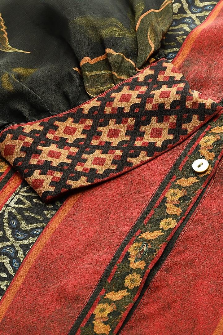 Black Viscose Floral Printed Shirt by Ritu Kumar at Pernia's Pop Up Shop
