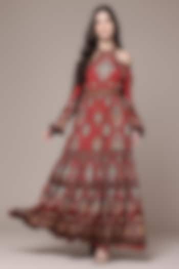 Rust Viscose Flared Maxi Vacation Dress by Ritu Kumar at Pernia's Pop Up Shop