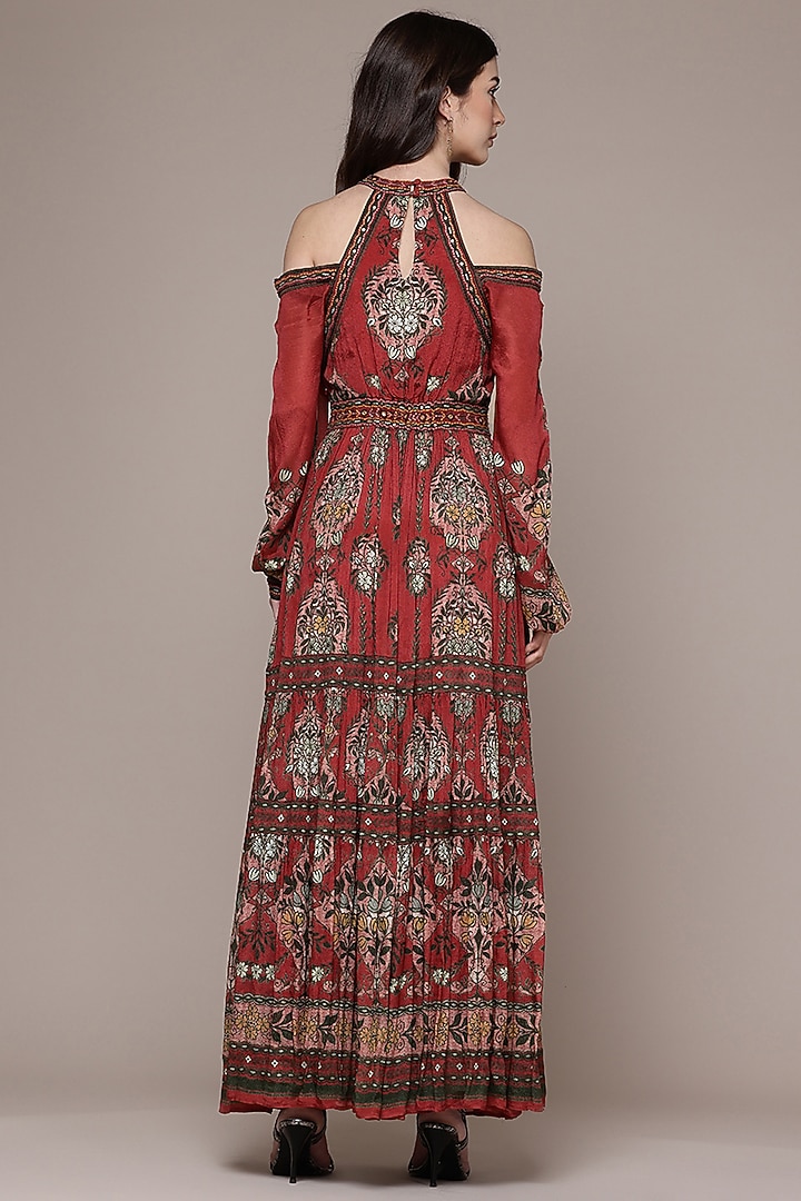 Rust Viscose Flared Maxi Vacation Dress by Ritu Kumar at Pernia's Pop Up Shop
