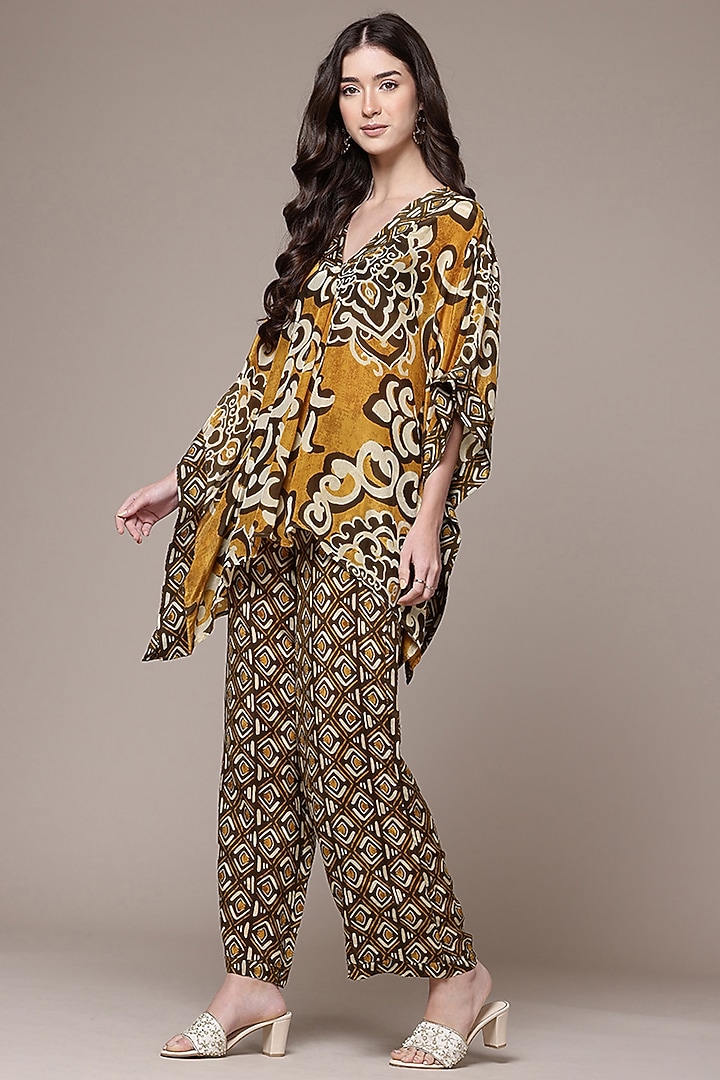 Mustard Viscose Tribal Printed Co-Ord Set by Ritu Kumar at Pernia's Pop Up Shop