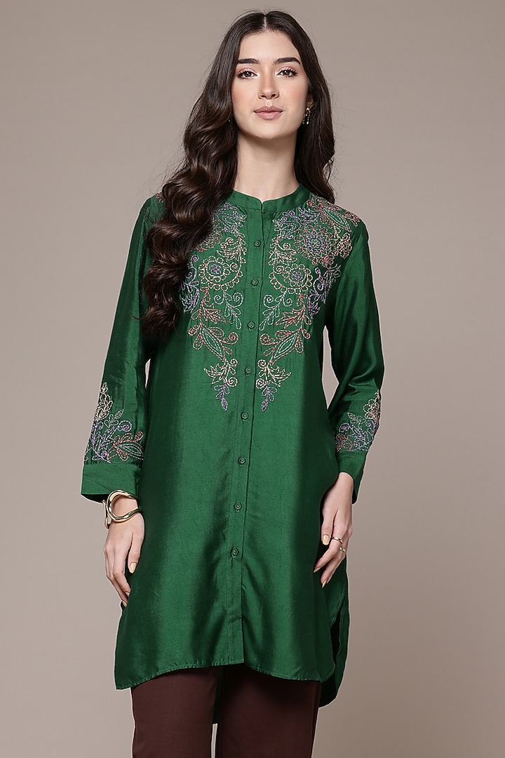 Green Viscose Kurta by Ritu Kumar at Pernia's Pop Up Shop