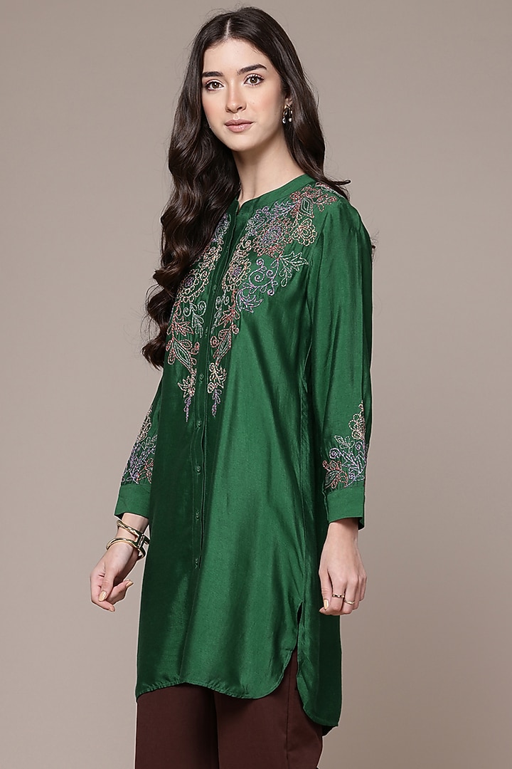 Green Viscose Kurta by Ritu Kumar at Pernia's Pop Up Shop
