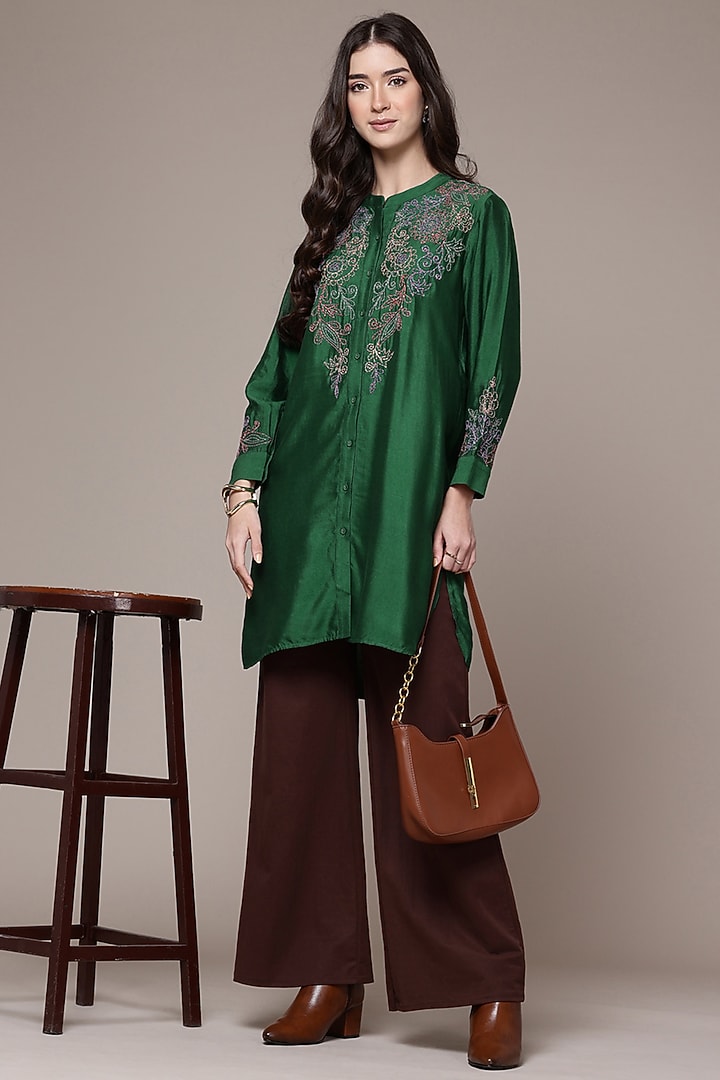 Green Viscose Kurta by Ritu Kumar at Pernia's Pop Up Shop