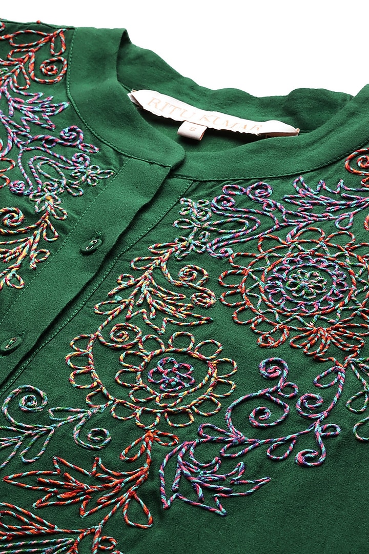Green Viscose Kurta by Ritu Kumar at Pernia's Pop Up Shop