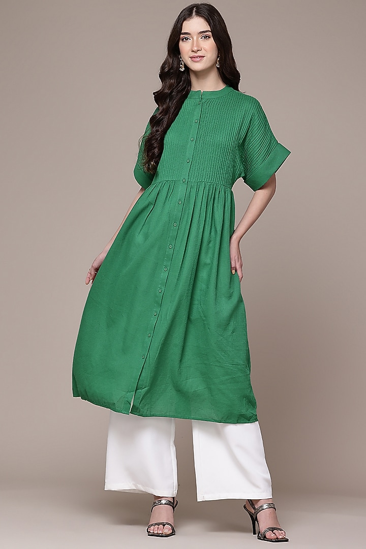 Green Viscose Kurta by Ritu Kumar at Pernia's Pop Up Shop