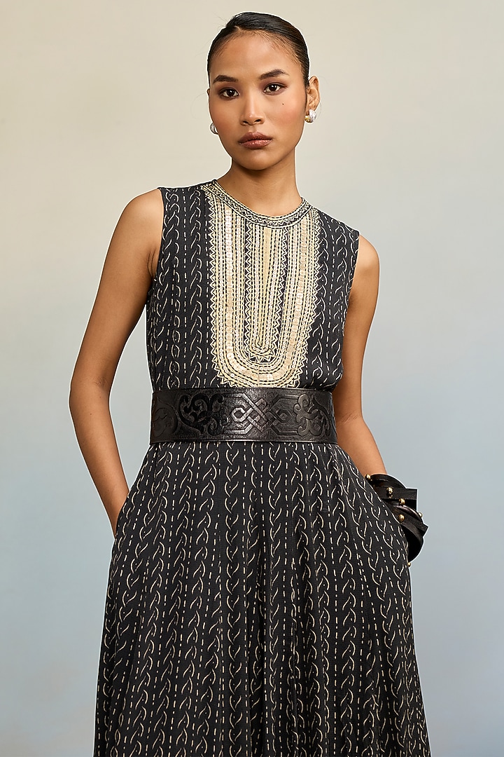 Black Rayon Crepe Jumpsuit by Ritu Kumar at Pernia's Pop Up Shop